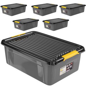 Monzana Lot de 6 bo&icirc;tes de rangement Gris/Anthracite 58x39x16cm empilables