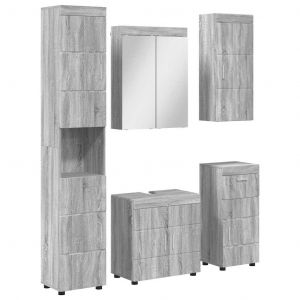 VidaXL Ensemble de mobilier de salle de bain TULUM Gris Sonoma