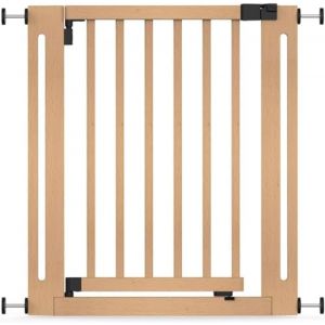 Safetots Barrière Élégance en Bois, Naturel, 71cm - 79cm, Barrière de Sécurité à Fixation par Pression, Barrière pour Bébé pour Escaliers, Couloirs et Portes, Design Élégant et Installation Facile