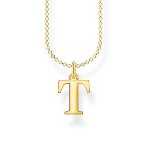 Thomas Sabo Chaîne lettre T or Argent sterling 925, doré or jaune 18 carats Jaune