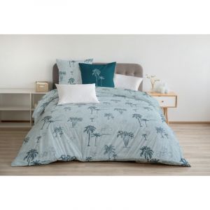 TINGHIR Parure de couette 100% coton Bleu 240x260 cm