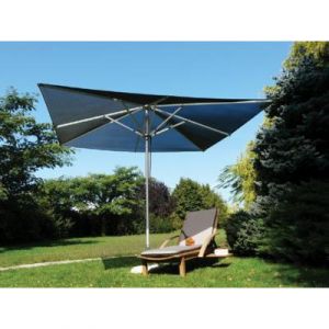 Image de Pegane Parasol carré en tissu Batyline, couleur noir - Dim : H 270 x D 300x300/8 balienes