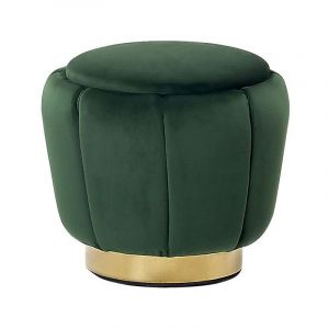 Beliani Pouf en velours vert fonc&eacute; IRVING