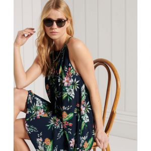 Image de Superdry Beach Cami Dress Robe, Navy AOP, S Femme