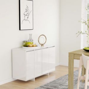 Image de VidaXL Buffet Blanc brillant 120x41x75 cm Aggloméré