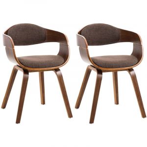 CLP Lot de 2 chaises de salle &agrave; manger Kingston en Tissu Noyer/marron Noyer