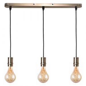 Réglette suspension design en métal bronze Plafonnier suspendu 3 Ampoules compatible LED