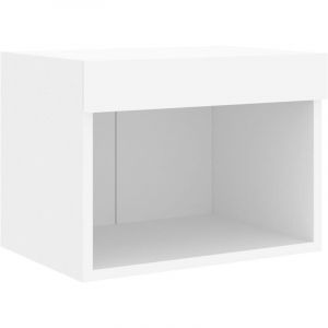 VidaXL Table de chevet murale avec lumières LED blanc