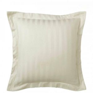 Taie d'oreiller satin de coton 2 faces uni / rayé TERTIO - Ecru