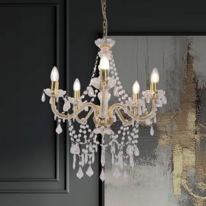 N&auml;ve CECILIA Lustre multi-bras dor&eacute; 5xE14