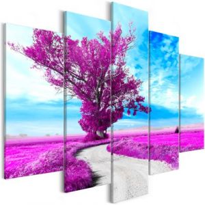 Image de Artgeist Tableau - Tree near the Road (5 Parts) Violet 100x50