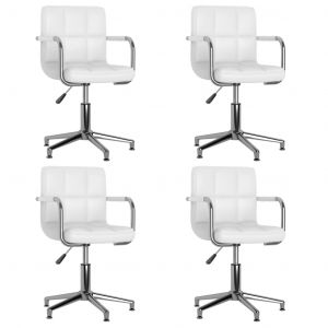 VidaXL Chaises pivotantes à manger lot de 4 blanc similicuir