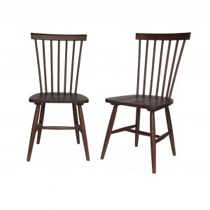 Lot de 2 chaises noyer à barreaux en bois d'hévéa