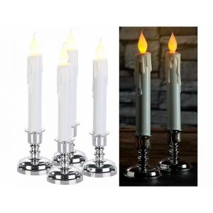 Image de Britesta Set de 4 bougies LED effet flamme vacillante avec chandeliers