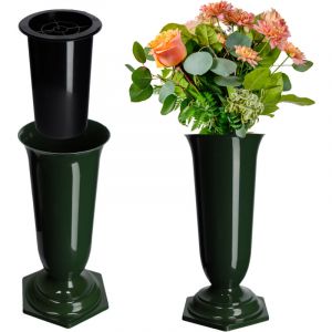 Kadax - Vase Fiole Cimetière Tombe Pierre Tombale vert 23cm