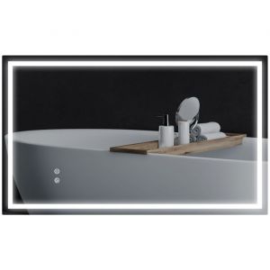 Homcom Miroir salle de bain 100 x 60 cm éclairage LED verre transparent