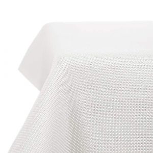 Deconovo Nappe de Table Blanche Carré 130x130 cm Resistente à l'eau et Lavable en Machine Effet Lin Décoration pour Salle à Manger Cuisine Salon Table Basse Rectangle et Jardin, Blanc