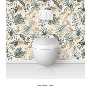 Lumal&eacute;a - Cr&eacute;dence adh&eacute;sive wc - Feuilles Tropicales - 70x70 cm - Adh&eacute;sif brillant