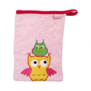 Playshoes Débarbouillette hibou 20 cm rose