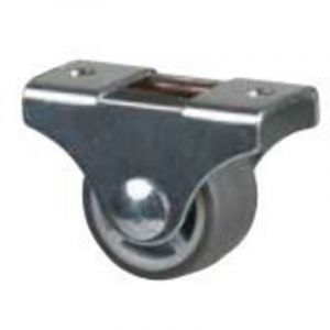 Roulette de meuble 25mm fixe, bande de roulement souple grise