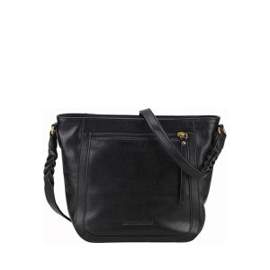 Arthur & Aston Sac bandoulière en cuir "Julietta" noir - 23 x 24 x 7 cm - Noir