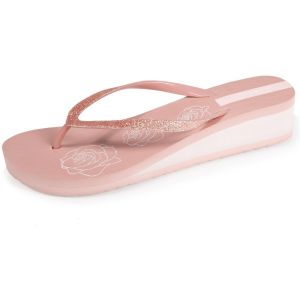 Isotoner Tongs Femme imprimé floral talon Rose
