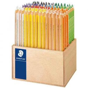 Staedtler Pr&eacute;sentoir Bois de 112 Crayons de couleur Noris jumbo 4 mm Assortis