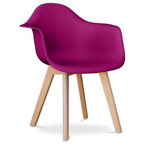 Chaise De Salle &Agrave; Manger Avec Accoudoirs - Style Scandinave - Amir Mauve