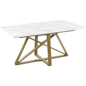 Beliani Table Extensible Dorée Marbrée en MDF et Métal 160/200 x 90 cm pour Cuisine Maximus