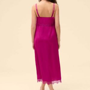 SIMONE PÉRÈLE nuisette longue en satin Satin Secrets Violet - Taille 1