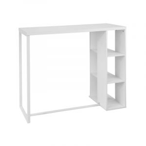 Sobuy FWT39-W Table Haute de Bar Mange-debout Cuisine avec 3 étagères de rangements – Blanc