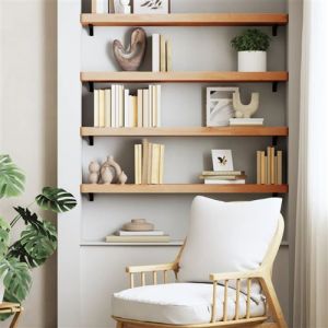 VidaXL Étagère Murale, Meuble de Rangement Suspendu, Étagère de Présentation Flottante Salon Salle de Séjour Intérieur, Bois Massif de Hêtre