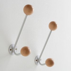 Lot de 2 porte manteaux muraux Agama, 2 patères Blanc Taille Taille Unique