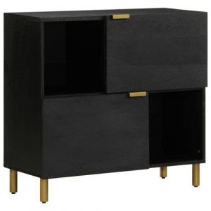 Buffet noir 80x33x75 cm bois d ingénierie