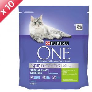 Image de Purina One - Croquettes pour chat sensible 450 g  x 10 - (Lot de 10)