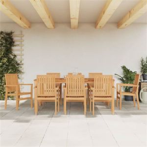 VidaXL Chaises de jardin empilables lot de 8 56,5x57,5x91 cm bois teck