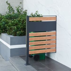 Cache-poubelle Uusikaupunki acier galvanisé 120 x 83 x 11 cm anthracite effet bois