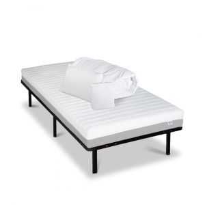 Ensemble 90x200 Matelas Mousse HD + Sommier Métal + Accessoires