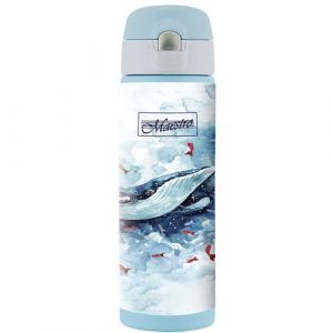 Maestro Bouteille isotherme, motif Baleine, 400ml, en acier inoxydable, pour boissons chaudes ou froides