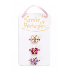 Set de 3 bagues butterfly gem