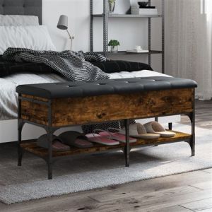 VidaXL Banc à chaussures chêne fumé 102x42x45 cm bois d'ingénierie