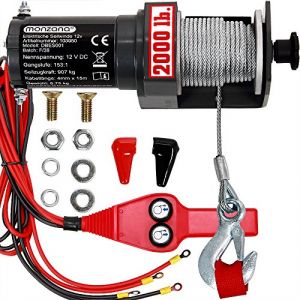 Image de Deuba Treuil électrique 12V - Traction maximale 907kg - 15m de câble en acier - Charge