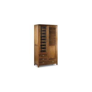 Décoration d'Autrefois Armoire 12 Tirois Bois Bronze Marron 108x50x200cm