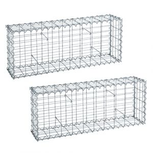 2 Gabions à pierres en métal galvanisé 100 x 40 x 20 cm