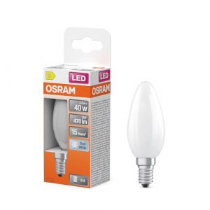 Osram Lampe led forme étoile bougie B40 filament, 4000 k blanc froid, 3,4 w, E14, mate, 470 lm, 15 000 h, pour lustres, lieux de travail, non