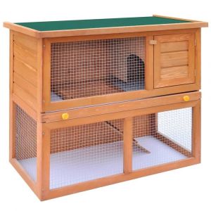 Clapier d'extérieur enclos 90 x 45 x 80 cm pour petits animaux 1 porte bois 02_0000618