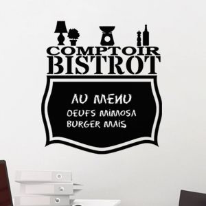 Ambiance Sticker Ardoise Tableau Noir - Stickers Muraux Adhésif Effaçable - Comptoir Bistrot - H30 x L30 cm