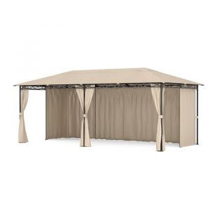 Blumfeldt Mondo Tonnelle Pergola 3x6 Cadre Acier Rideaux R&eacute;sistant Intemp&eacute;riesFacile &agrave; Assembler Beige