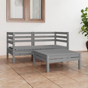 VidaXL 3082394 3 Piece Garden Lounge Set Grey Solid Pinewood (806579+806584)