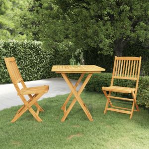 VidaXL Mobilier &agrave; d&icirc;ner de jardin pliable 3 pcs Bois d'acacia solide n/a